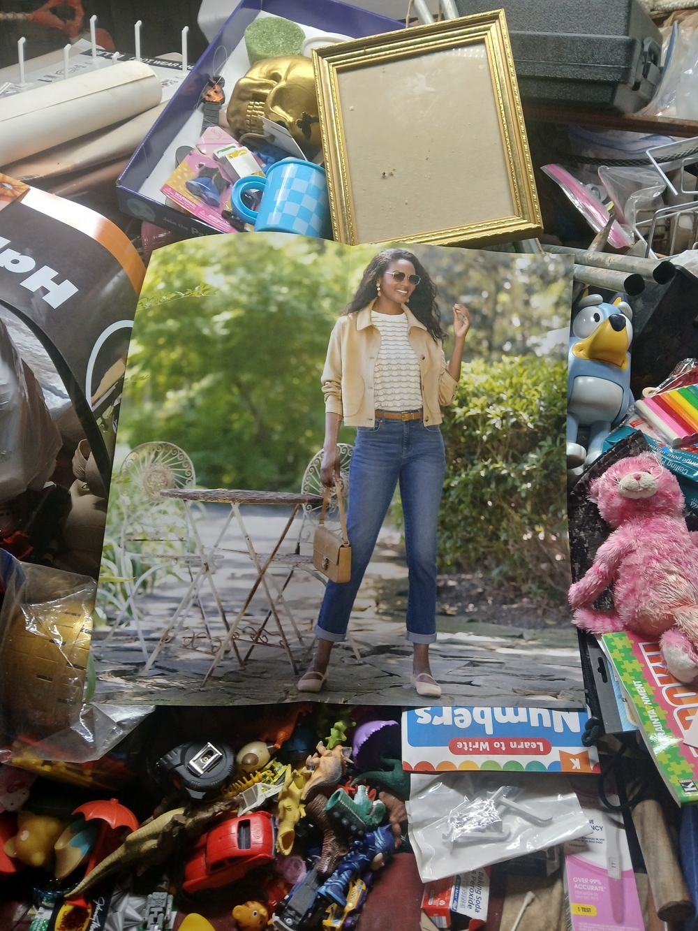 Cato Model Poster Woman In White Shirt Tan Sweater Blue Jeans 20"x 20" Posters